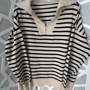 Black and Cream Striped Sweater